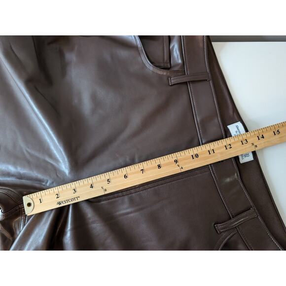 Abercrombie & Fitch 90’s Straight Ultra High Rise Brown Faux Leather Pant Sz 33 - Picture 11 of 13